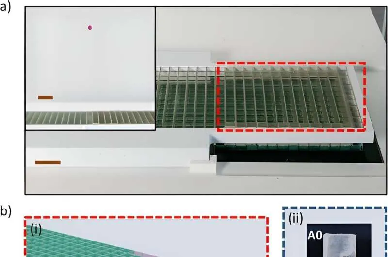 Research figure of the dynamic meta-brick array used in the magnetically actuated acoustic metamaterial